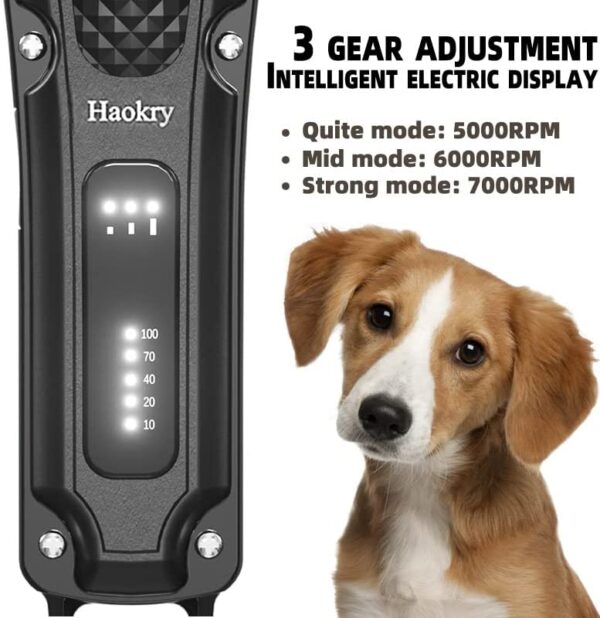 Dog Clippers for Grooming, Low Noise Rechargeable Dog Grooming Kits Cordless Pet Grooming Tool Professional Dog Hair Trimmer for Thick Heavy Coats Pet Clippers Electric Dog & Cat Grooming Kit - Image 4